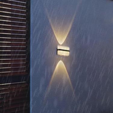 Imagem de Arandelas de parede LED externas modernas de alumínio IP65 à prova d'água lâmpadas de parede alimentadas pela rede elétrica para cima e para baixo iluminação jardim interior/exterior porta da frente