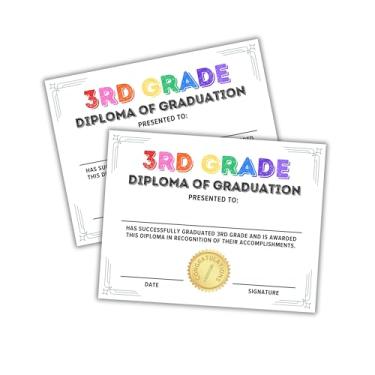 Imagem de Third Grade 3rd Diploma Graduation Awards 30pk 21,6x28 cm Touca Arco-íris Lousa Fim do Ano Prêmios Superlativos Cerimônia Escolar Elementar