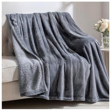 Imagem de Cobertor aquecido elétrico tamanho completo com 8 níveis de calor e 10 configurações de tempo, cobertor de aquecimento com flanela e sherpa para cama, corpo inteiro, sofá, uso em casa, lavável na