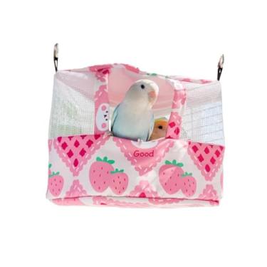 Imagem de CXYYXF Ninho de pássaro respirável para casa de pássaros de verão cabana de galpão rede suspensa para gaiola cabana de papagaio refúgio para hamster periquito periquito calopsitas Lovebird (rosa, P)
