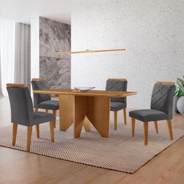 Imagem de Mesa Evora 120 Mdf Com 4 Cadeiras Melissa Veludo Grafite Naturalle