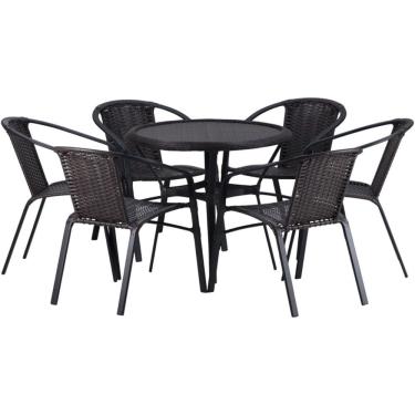 Imagem de 6 Cadeiras E Mesa Floripa Tampo Tramado Alumínio Trama Argila