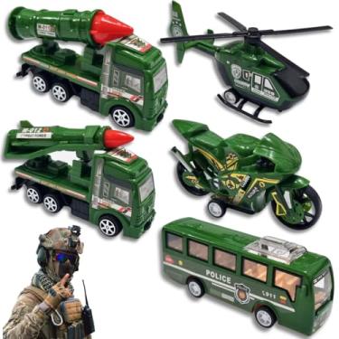 Imagem de Carrinho Fricção Caminhão Brinquedo Militar Exército Fricção Kit Presente Menino carro