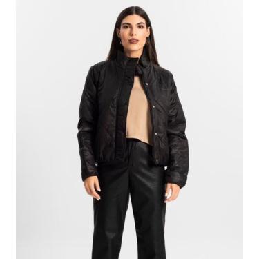 Imagem de Jaqueta Puffer Feminina Em Microfibra Endless Preto, G, Preto