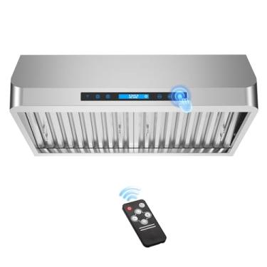 Imagem de BARONBLY- Exaustor de cozinha de 30" sob o gabinete - Ventilação de aço inoxidável de 600 CFM com filtros permanentes, controle remoto por toque e 2 luzes LED - Exaustor de cozinha canalizado
