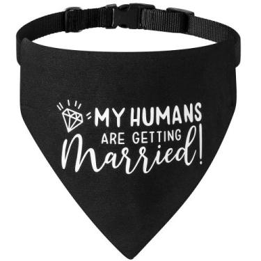Imagem de Coleira de bandana para cães de noivado HDGDT Meus humanos estão se ca