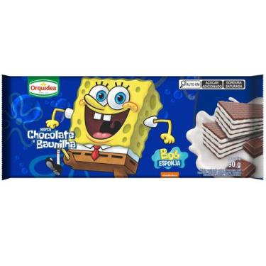 Imagem de Biscoito Wafer Chocolate e Baunilha Bob Esponja 90g - Orquídea