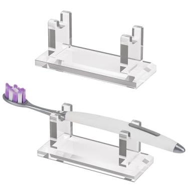 Imagem de Linkidea Suporte manual de escova de dentes de bancada de acrílico para banheiro, suporte de escova organizador de vaidade exclusivo, compatível com Oral-B CrossAction, Philips Sonicare One
