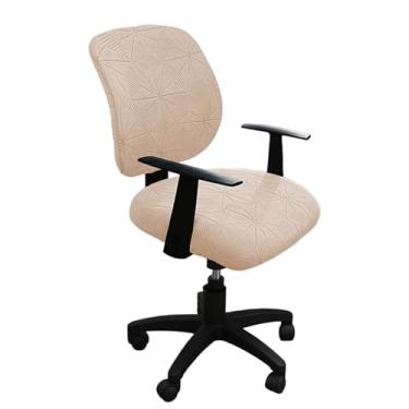 Imagem de Lzyjckh Capa para Cadeira de Escritório 2 Peças Protetores Elásticos Protetor Moderno e Minimalista Capas Giratórias para Encosto de Cadeira de Computador,Khaki