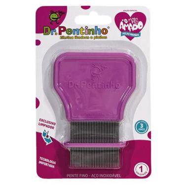 Imagem de Dr Pentinho Pente Fino De Aço Piolhos E Lêndeas Com Limpador - Dr Pent