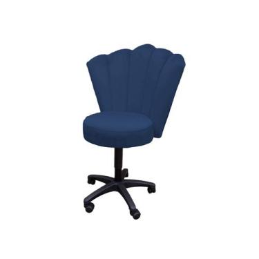 Imagem de Cadeira mocho para estética de luxo Opala - IN-9 Decor, Veludo Azul Ma