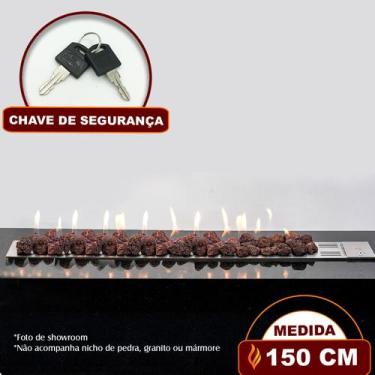 Imagem de Lareira a Gás Império 150cm - Aço Inox - Fogo & Art, Com chave de segu
