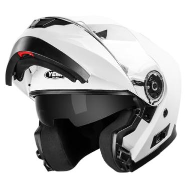 Imagem de Capacete de corrida de motocicleta modular com rosto inteiro YEMA YM-926 moped DOT Street Racing Crash CapaceteYEMA Helmet Small branco YEMA-926WS