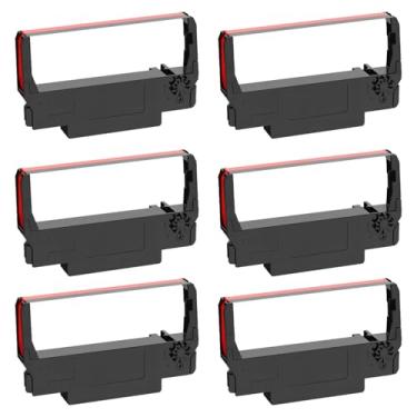 Imagem de LinkDocs Fita de substituição para impressora ERC30 preta e vermelha para fitas ERC-30/34/38 B/R funciona com impressora de fita (preto e vermelho, pacote com 6)