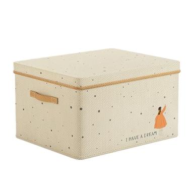 Imagem de Caixa Organizadora com Tampa Dobrável, Armazenamento para Armário e Debaixo da Cama, Empilhável, Tecido Não Tecido (Bege)