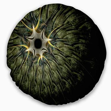 Imagem de Designart grande simétrica flor fractal design floral redondo sala de estar, sofá, almofada de alta qualidade + capa de almofada impressa em ambos os lados 50 cm