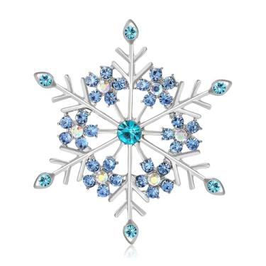 Imagem de Broche de floco de neve de cristal elegante para mulheres senhoras delicado zircônia cúbica flor de inverno broche de lapela moda casamento boutonniere corpete distintivo vestido acessórios de terno