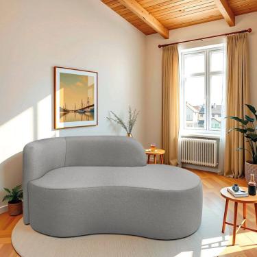 Imagem de Recamier Curvo Orgânico 200cm 3 Lugares Lado Direito para Sala ou Quarto Bouclé Japão Cinza