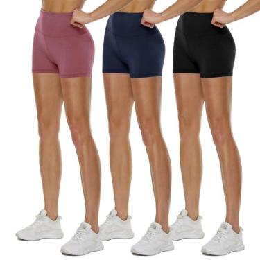 Imagem de Shorts de motociclista QGGQDD de cintura alta 3/5/8 pretos para mulher