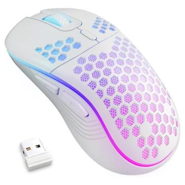 Imagem de Mouse sem fio para jogos MELOGAGA Honeycomb 2.4G USB RGB branco