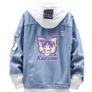 Imagem de Jaqueta jeans com estampa de estilo moderno Butterfly Kuromi para mulh