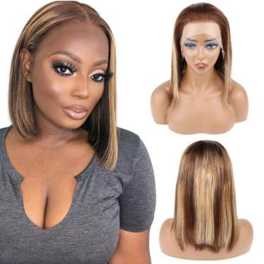 Imagem de Peruca CISWER Highlight Lace Front Bob 35 cm Omber Blonde