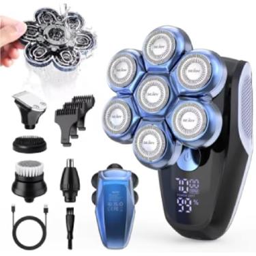 Imagem de Barbeador de Cabeça 7D para Homens Carecas À Prova d’Água Kit 5 em 1 para Cuidados de Barbear
