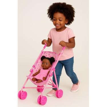 Imagem de Carrinho de Boneca Rosa Dobrável – Brinquedo Infantil Portátil para Brincadeiras Criativas e Divertidas