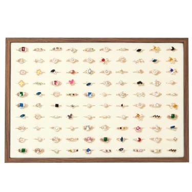 Imagem de HOUKANWE Bandeja organizadora de joias para gavetas, suporte de brinco, estojo de exibição empilhável, grande organizador de gaveta de joias com divisor removível para brincos, anéis e pulseira (bege