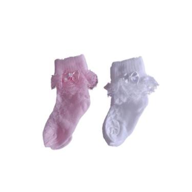 Imagem de Meia Bebê Menina Social com renda kit c/2 pares - Zulekinha,  Zero (17