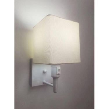 Imagem de Arandela Quadrada Md-2019 Branco C/ Inter Liga E Desl Cúpula Em Tecido Algodão Crú - Bivolt