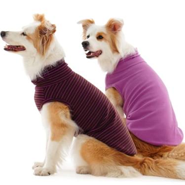 Imagem de IECOii Pacote com 2 suéteres de lã GG para cães grandes, meninas e meninos, suéter leve de gola rolê, suéter elástico aconchegante para cães para outono e inverno, lavável na máquina, GG