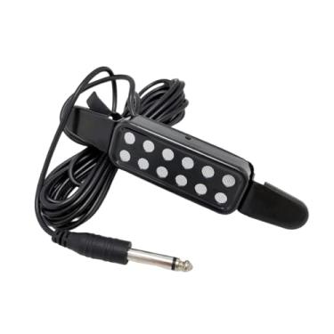 Imagem de menolana Pré-amplificador de captação de guitarra com 12 orifícios de som, fácil instalação com cabo para músico, acessório de guitarra elétrica e amplificador, Prata