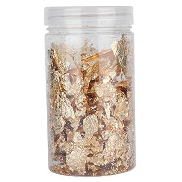 Imagem de Flocos de Papel Alumínio Metálico Dourado, Material Seguro e Ecológico Com Efeito de Brilho Impressionante, Ideal para Artistas, Aplicação Ampla, Portátil e Conveniente para Artesanato, Enchimento Epóxi,
