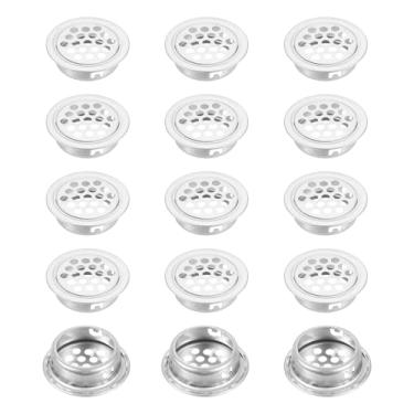 Imagem de PATIKIL Saídas de ar circulares de 32 mm, 15 peças de aberturas planas de malha redonda de aço inoxidável, painel duplo, grade de orifício de malha redonda para banheiro, cozinha, guarda-roupas