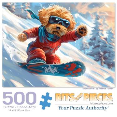 Imagem de Bits and Pieces - Quebra-cabeça de 500 peças para adultos - 45,7 cm x 61 cm - Snowboarder - Quebra-cabeça de cachorro de inverno de 500 peças por Shawna Stewart