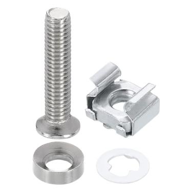 Imagem de PATIKIL M6 x Porca de gaiola de montagem em rack de 30 mm, 20 peças de parafusos de rack de aço carbono porcas quadradas de zinco para montagem de prateleiras de armário de servidor roteadores console