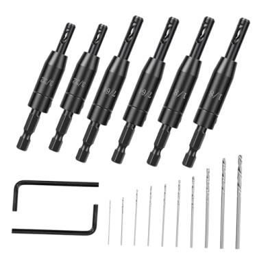 Imagem de MotiveTech Conjunto de brocas de dobradiça autocentrante de 18 peças, broca de substituição de ferramenta de fresadora de dobradiça central