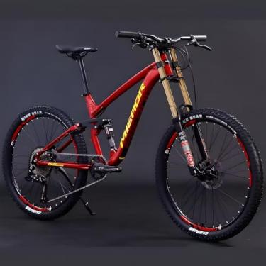 Imagem de Bicicleta Moutain Bike Downhill Freios A Disco Hidraulicos Suspensão Dianteria Traseira Aro 27.5 Quadro 17" (Vermelho Vinho)