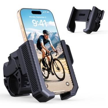 Imagem de Suporte de telefone para motocicleta, câmera sem bloco, suporte de telefone para bicicleta com clipe de guidão giratório de 360°, para bicicleta/scooter/ATV/mountain Dirt Bike, compatível com iPhone