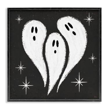 Imagem de Stupell Industries Arte giclée emoldurada preta Wee Bit Wicked Ghosts, design de Veronique Charron, 61 x 61 cm