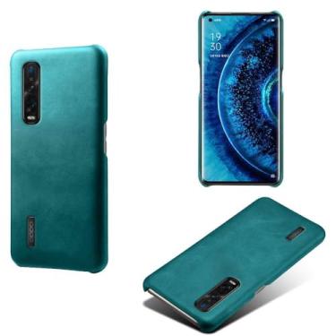 Imagem de Capa para OPPO Find X2 Pro,Proteção contra quedas,Casca de volta de cor sólida simples,Design de couro de imitação de plástico-Green