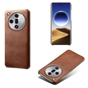 Imagem de Capa para OPPO Find X7 Ultra,Proteção contra quedas,Casca de volta de cor sólida simples,Design de couro de imitação de plástico-Brown