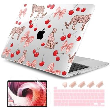 Imagem de DONGKE Compatível com MacBook Pro 13 polegadas 2024 2023-2020 versão A2338 M2/M1 A2251 A2289 com tela retina e Touch ID, capa rígida de plástico, capa de teclado e película de tela - Cheetah Cherry