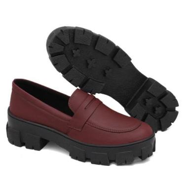 Imagem de Sapato Feminino Oxford Mocassim Casual Tratorado Confortável - Bordô -