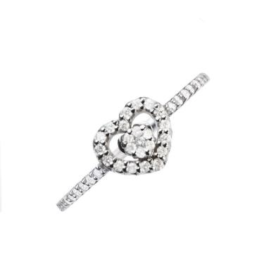 Imagem de Anel Coração Com Diamantes Em Ouro Branco