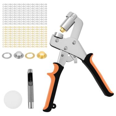 Imagem de Kit de ferramentas de ilhós, kit de ilhós magnético portátil de 1 cm, ferramenta de ilhós manual com 200 peças de ilhós de 15 mm, alicate de perfuração de rebite para tecido de couro, lona de cinto