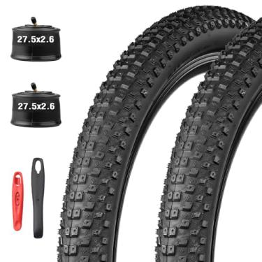 Imagem de WEEROCK Pacote com 2 pneus de mountain bike de 27,5 x 2,6, pneus BTT de 27,5 polegadas (66-584), pneus de 2,6 polegadas (6,6 cm) de largura, mais suspensão e fricção para bicicletas modernas de 69,8