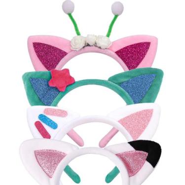 Imagem de Bandanas Creatoy Cat Ears, 4 peças de flanela para meninas de 3 a 12 a