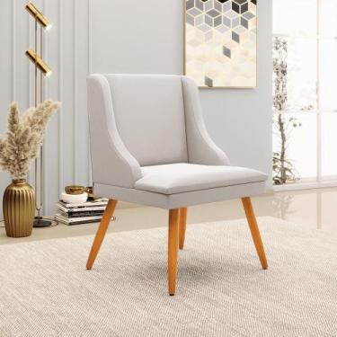 Imagem de Cadeira de Jantar Liz Veludo Cinza Pés Palito Castanho D03 - D'Rossi -